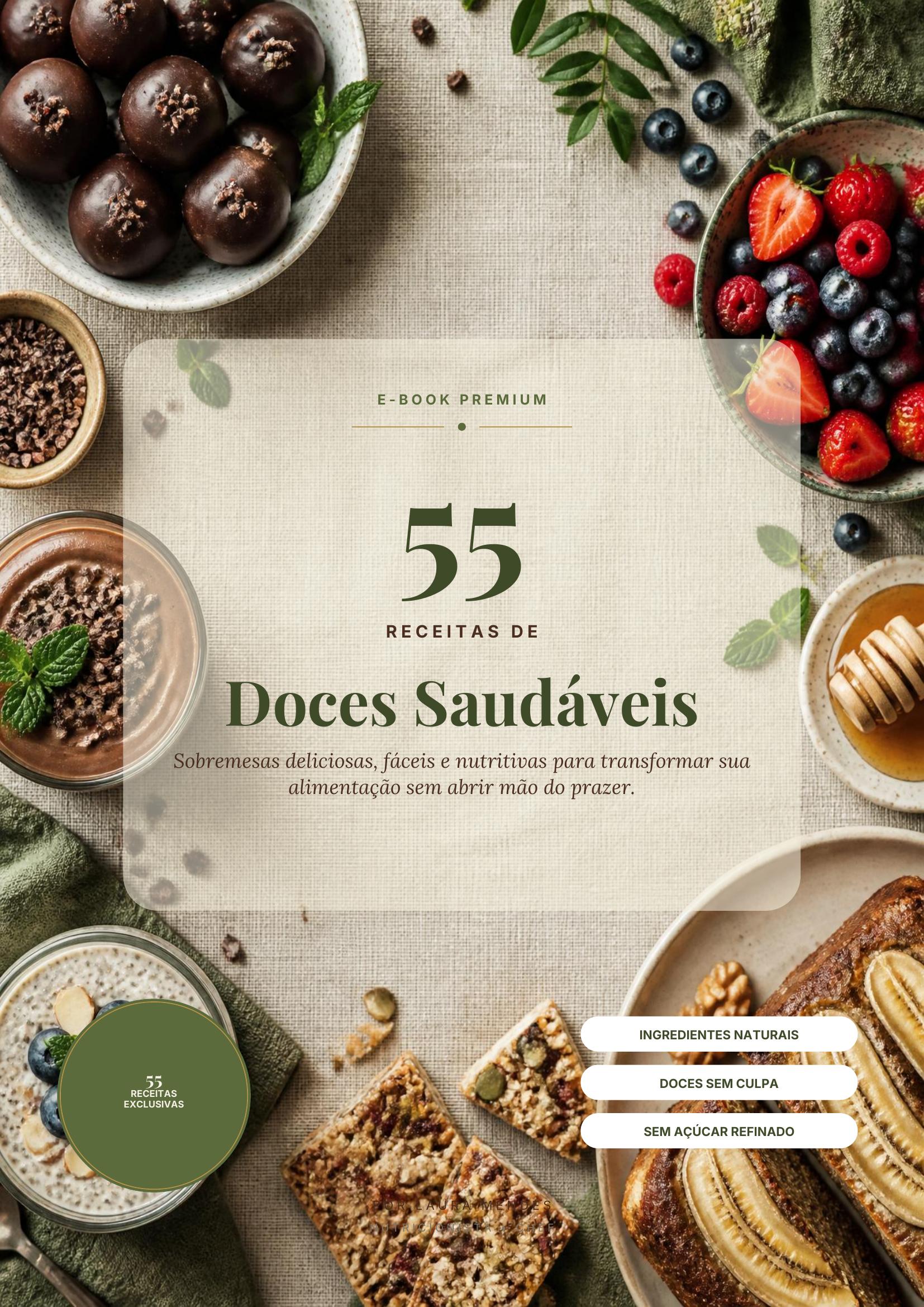 Mockup do e-book +50 Doces Fit em tablet e capa